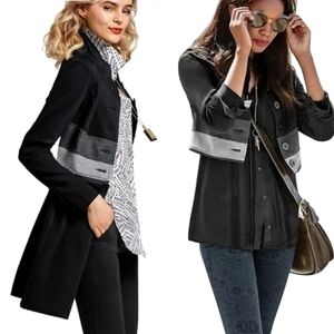 Cabi Love Carol Jacket Womens Medium Black Osaka‎ Nights Convertible Long Coat